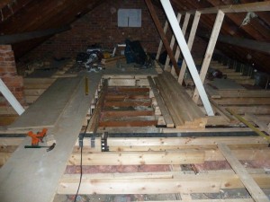 Day 20 – Floor joists finished and space for stairs